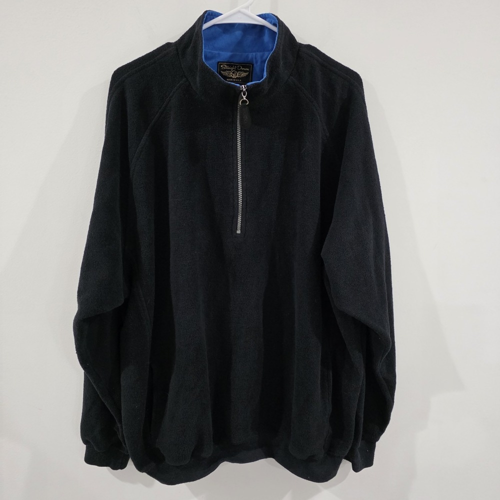 Straight Down Mens Golf Quarter Zip Sweatshirt Size XXL Black Sporty